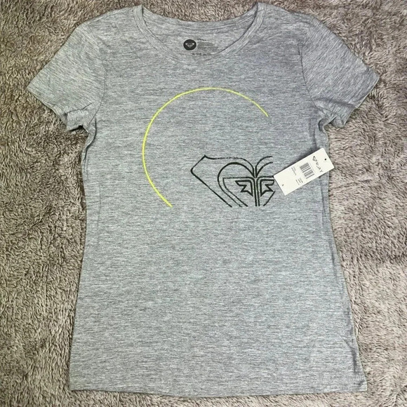 ROXY Women's T-Shirt Cotton Gray Tee Carson Heart New - Picture 2 of 12